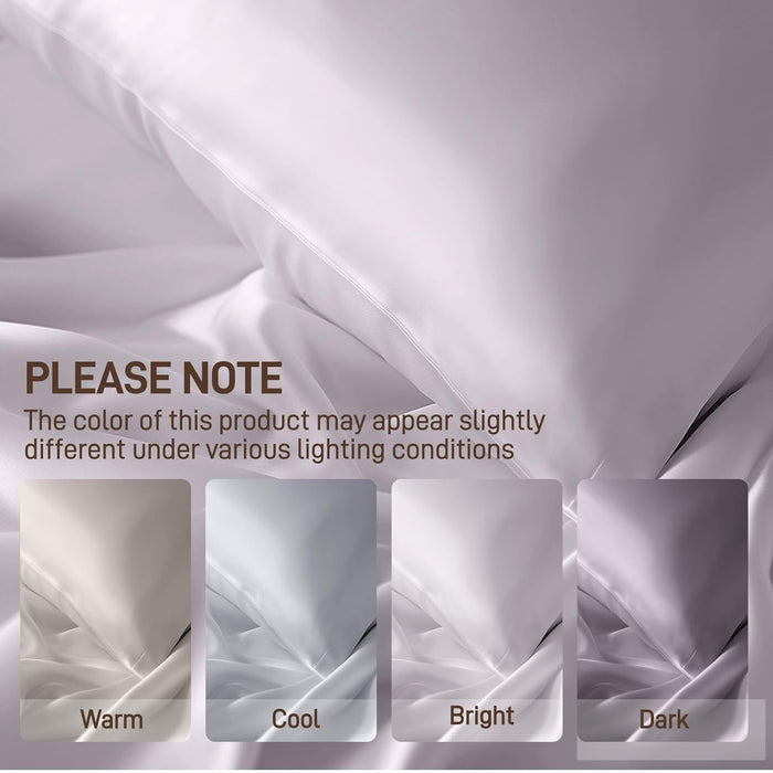 Viscose Derived from Bamboo, Soft Cooling Bedding with Silky Smooth Finish,16" Deep Pocket, Hypoallergenic, Breathable, 4 Piece Queen Size Luxury Hotel Silver Gray Bed Sheets, Oeko-Tex Certified