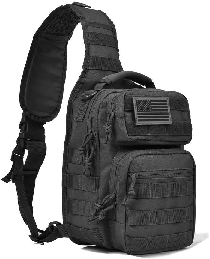 Tactical Sling Bag for Men Military Single Shoulder Backpack Outdoor EDC Range Pack (Black)