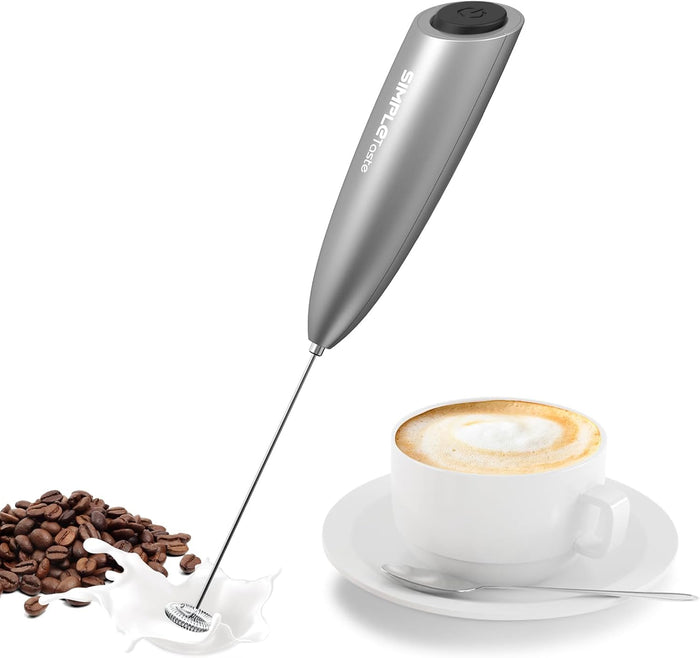 SIMPLETaste Milk Frother Wand Handheld Battery Operated Electric Whisk Foam Maker, Drink Mixer with Stainless Steel Whisk and Stand for Cappuccino, Bulletproof Coffee, Latte