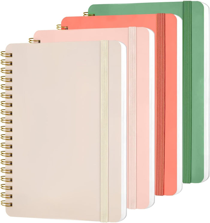 4 PCS Small Spiral Notebook 5x7, Spiral Journal Notebook, Notebooks for Work, Note Taking, School, Small Notebooks 5x7 with Strap, Cute Notebooks for Women 50 Sheets