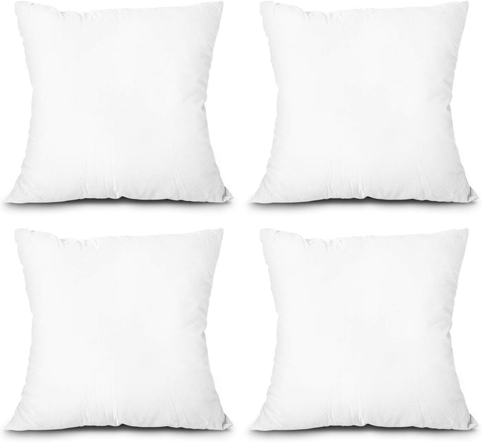 EDOW Throw Pillow Inserts, Set of 4 Lightweight Down Alternative Polyester Pillow, Couch Cushion, Sham Stuffer, Machine Washable. (White, 18x18)