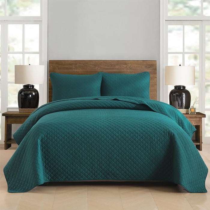 Cotton Quilt Bedding Sets Queen Size, 3 Pieces Reversible Lightweight Coverlets Comforters Bedspreads for All Seasons,Weave Stitching Pattern,Yellow