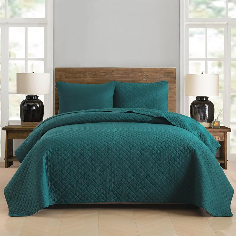 Cotton Quilt Bedding Sets Queen Size, 3 Pieces Reversible Lightweight Coverlets Comforters Bedspreads for All Seasons,Weave Stitching Pattern,Yellow