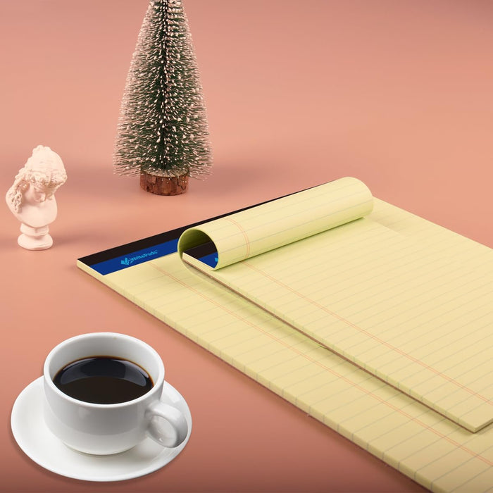 8.5"x11" Legal Pads,Wide Ruled,Canary Paper,12 Pack,50 Sheets Per Writing Pad,Micro perforated Writing Pad,BL-MCY50W-12PAD