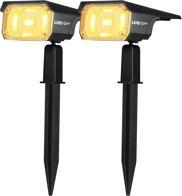 Solar Spotlights Outdoor Color Changing RGB Landscape Path Lights Multicoloured Spotlights 2 Pack