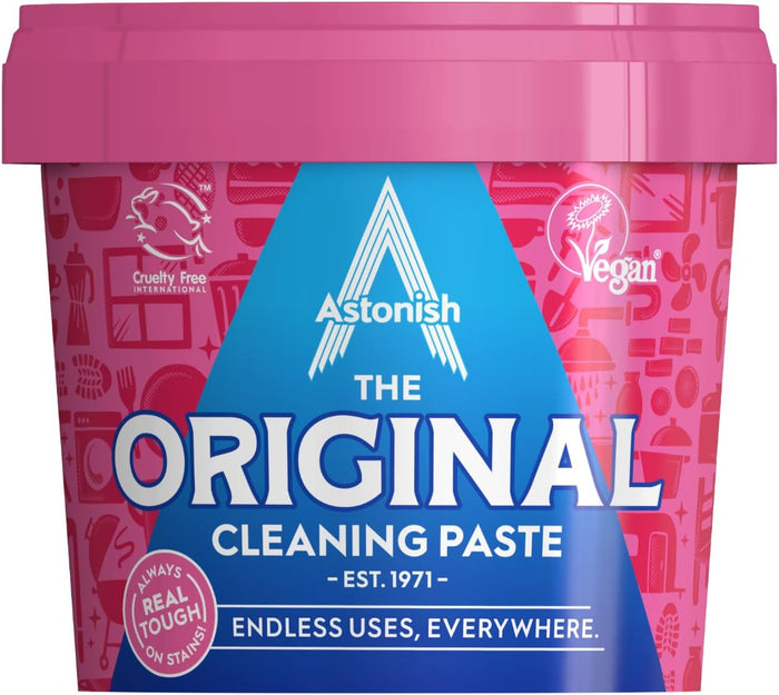 Astonish The Original Cleaning Paste 500g Mandarin Peaches Scent, 2 Pack - Multi Surface Stain Remover, Grease Buster, Tough Kitchen Cleaner, Chemical-Free Household Scrub, Bathroom Essential