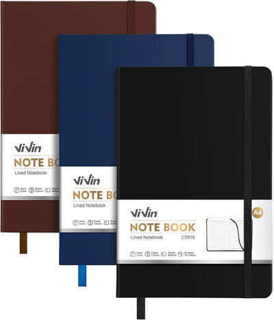 ViVin A4 College Ruled Notebook for Work, 8.5" x 11" Leather Hardcover Journal,192 Pages Professional Lined Notebook for Office & Business