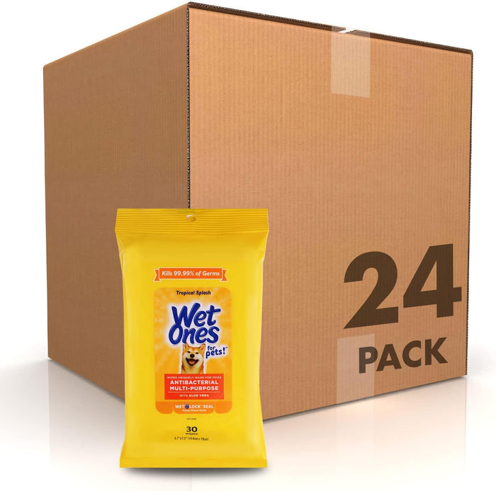 Wet Ones for Pets Multi-Purpose Dog Wipes With Aloe Vera | Dog Wipes For All Dogs in Tropical Splash, Wet Ones Wipes for Paws & All Purpose | 50 Ct Cannister Dog Wipes