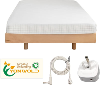 Grounding Sheet Twin XL Size，10% Pure Silver Fiber+400 Thread Count Organic Cotton，Soft Earth Grounding Bed Fitted Sheets with Grounding Cord +US Safe Adapter (Twin XL- 39"x 80"x13")