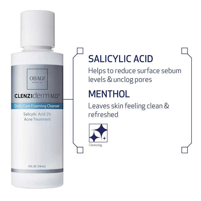 Obagi CLENZIderm M.D. Daily Care Foaming Acne Cleanser – Acne Treatment with 2% Salicylic Acid (BHA)