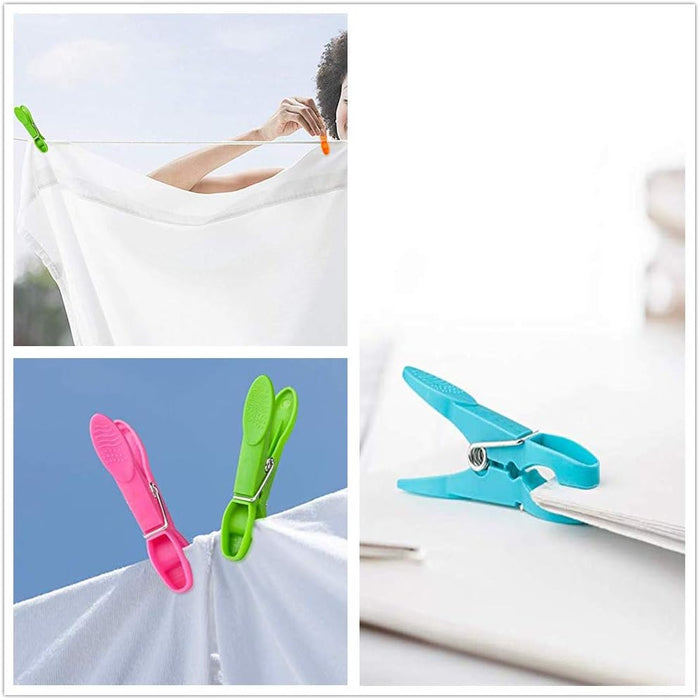Household Air Drying Clothing Pin Set Colored Spring Clothespins for Laundry Strong Plastic Hanger Clips Pegs 24 Pack
