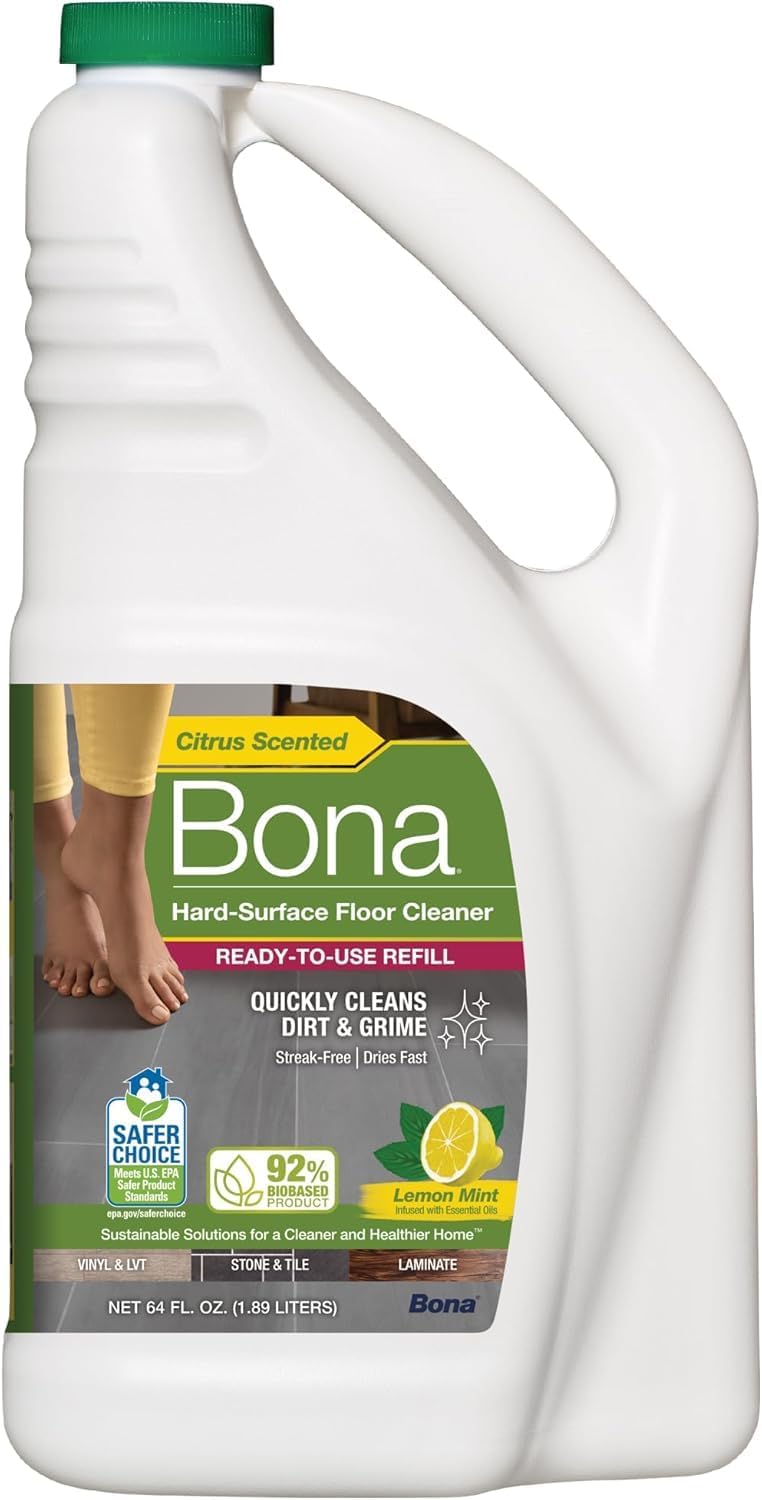 Bona Multi-Surface Floor Cleaner Refill - 128 fl oz - Unscented - Refill for Bona Spray Mops and Spray Bottles - Residue-Free Floor Cleaning Solution for Stone, Tile, Laminate, and Vinyl Floors