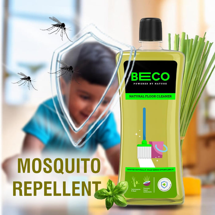 Beco Natural Disinfectant Surface & Floor Cleaning Liquid | 5 Litre | Non Toxic Germ Kill Formula | Lemongrass & Basil Freshness | Safer than Phenyl | Kids Safe & Pet Friendly Floor Cleaner Liquid