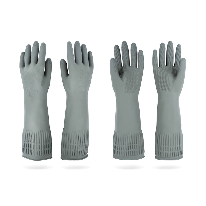 Mamison 2 Pairs Reusable Waterproof Household Dishwashing Cleaning Rubber Gloves, Non-Slip Kitchen Glove (Green, Medium (Pack of 2))