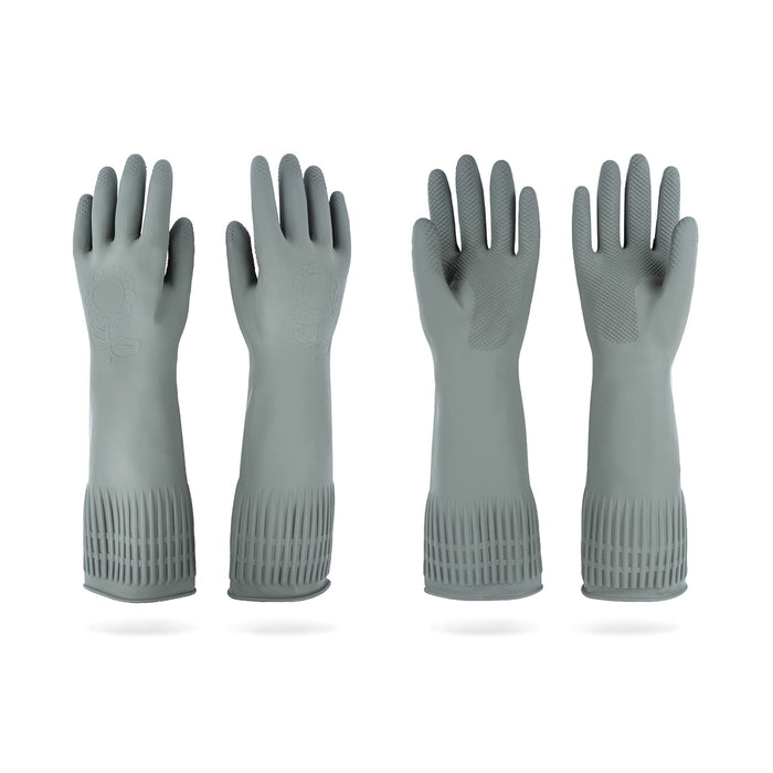 Mamison 2 Pairs Reusable Waterproof Household Dishwashing Cleaning Rubber Gloves, Non-Slip Kitchen Glove (Green, Medium (Pack of 2))
