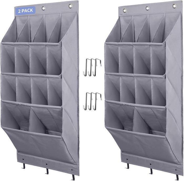 FENTEC 1 Pack Over-the-Door-Shoe-Organizers, Hanging Organizers with Large Pocket Shoe Holder Hanging Shoe Rack for Closet Shoe Organizer for Wall, Over Door Organizer with 15 Pockets Gray