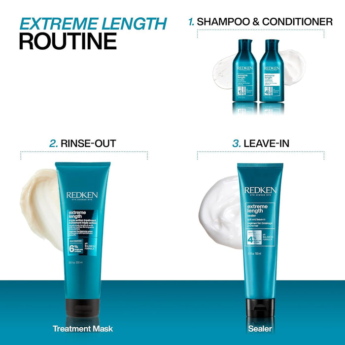Redken Extreme Length Biotin Leave-In Conditioner For Longer Hair – Promotes Healthy Hair Growth, Strengthens Damaged Hair, Seals Split Ends, Infused With Biotin
