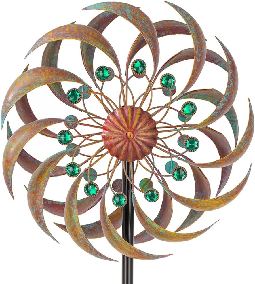 VEWOGARDEN Garden Solar Wind Spinner, Sun Outdoor Metal Wind Sculpture Yard Art Decor for Patio, Lawn & Garden