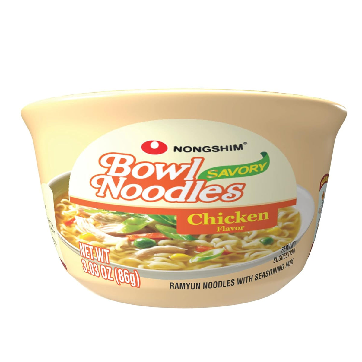 Nongshim Ramen Noodles, Gourmet Instant Ramen bowl, Premium Microwavable Noodle Soup, Hot & Spicy, 3.03 Ounce (Pack of 6)