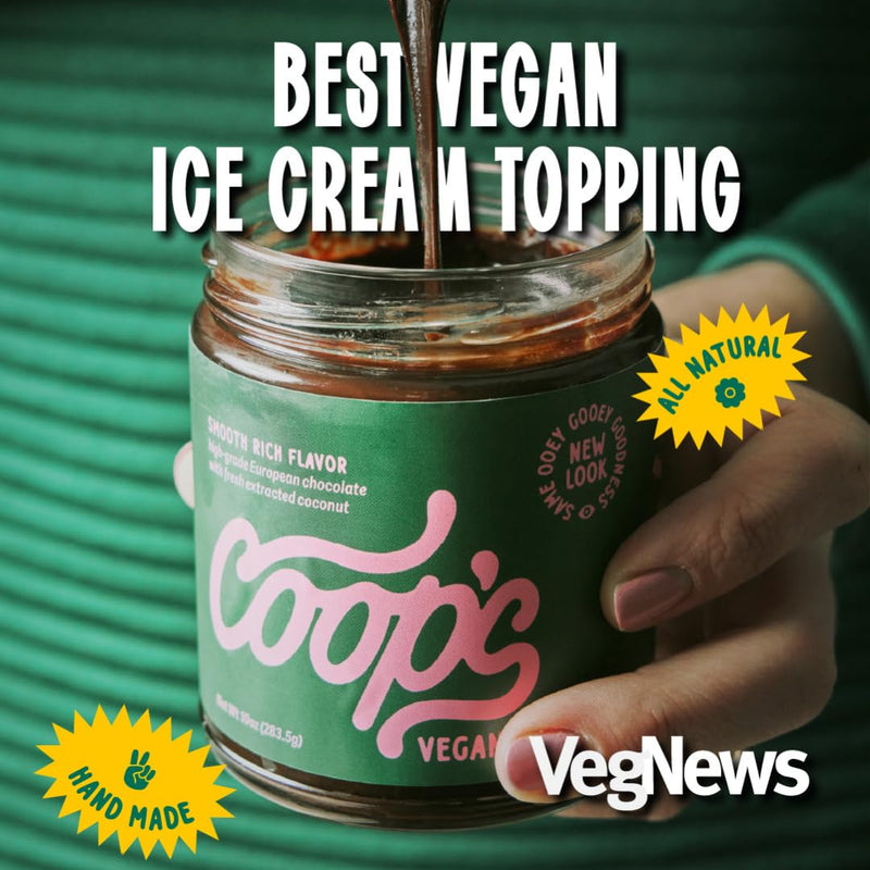 Coop's Vegan Hot Fudge Sauce 10.6 OZ (Pack of 6) - Gluten Free Vegan, Kosher, Non GMO, Gourmet, All Natural, Plant Based Dairy Free Whipped Topping