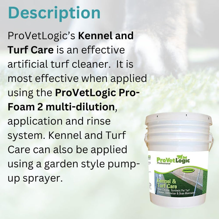 ProVetLogic Kennel & Turf Care- Floor Cleaner, Synthetic Pet Turf Cleaner, Deodorizer & Drain Maintainer (Concentrated)- 5 Gallon EZ Pour Pail