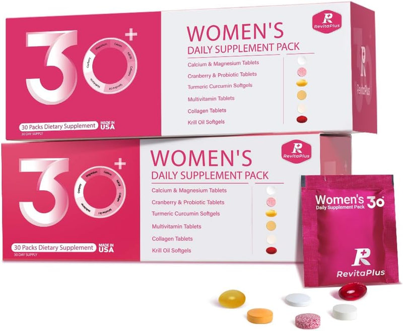 Multivitamin for Women with Vitamin A,B,C,D3,E,K2,Biotin, Collagen,Krill Oil,Cranberries Supports Energy,Wellness,Beauty and Immune - Vitamin Packs for Women Health 30 Packs
