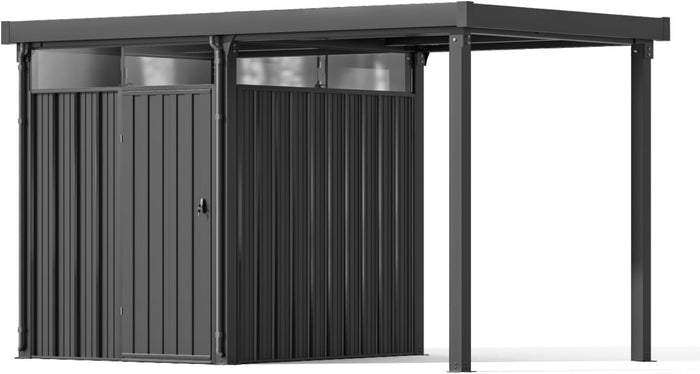 Patiowell 5x3 FT Outdoor Storage Shed, Tool Shed with Sloping Roof and Lockable Door, Metal Shed for Backyard Garden Patio Lawn, Brown