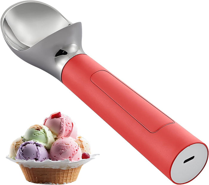 Heated Ice Cream Scoop Rechargeable, Electric Warming Ice Cream Scooper with LED Display, Heats to 158°F for Hard Ice Cream, Easy for Seniors & Kids, IP67 Waterproof (White, 2 oz)