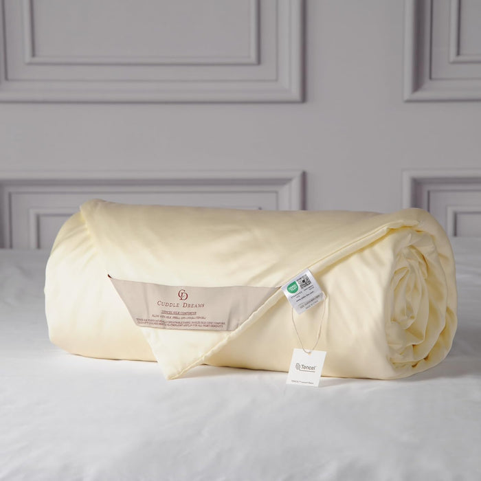 CUDDLE DREAMS Lightweight Silk Filled Comforter for Summer, Detachable Tencel Duvet Cover for Easy Care, Naturally Breathable (Celadon, Twin)