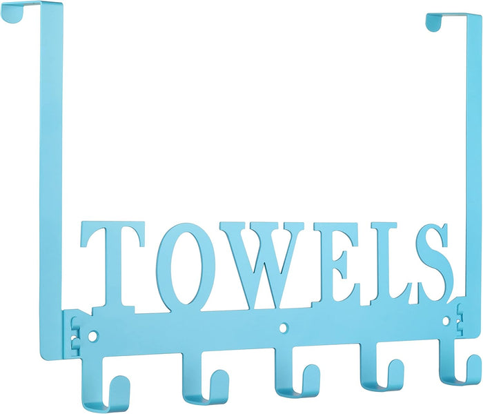 Over The Door Hooks - Towel Holder for Bathroom, Bedroom, Kitchen & Pool - Sandblasted Black Metal Wall Mount