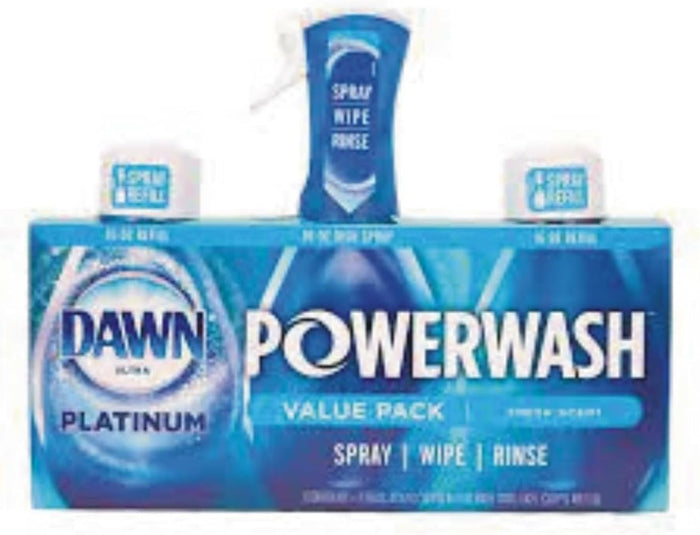 Dawn Powerwash Spray, Dish Soap, Dishwashing Liquid, Cleaning Supplies, Fresh, 1 Starter Kit + 1 Refill, 32 Fl Oz
