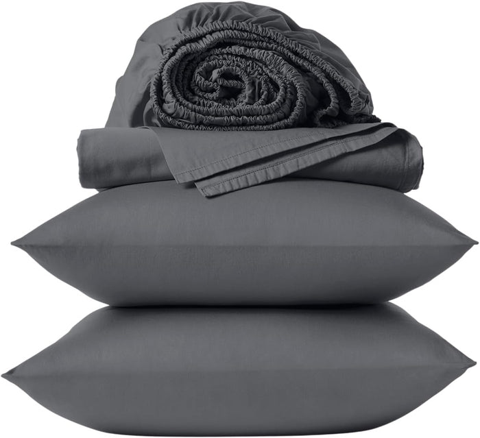 Coyuchi Classic Sateen Sheet Set Twin, Mineral, 100% GOTS Certified Organic Cotton, Silky Soft, Luxury Sheets, Fair Trade Certified, 4-Piece Bedding Set