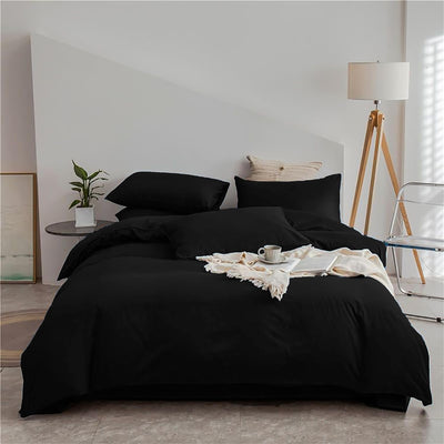 Cottonight Black Comforter Set Queen Men All Black Bedding Set Blanket Quilts Soft Breathable Pure Dark Color Lightweight Bedding Comforter Queen Size Adults Teens