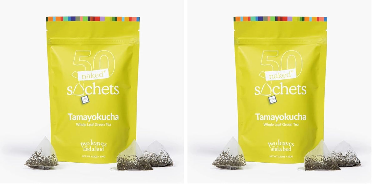 Two Leaves and a Bud Organic Tamayokucha Tea Bags, Whole Leaf Tea in Compostable Sachets, Japanese Green Tea, Light Flavor, 100 Count (Pack of 1)