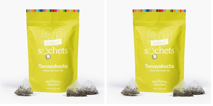 Two Leaves and a Bud Organic Tamayokucha Tea Bags, Whole Leaf Tea in Compostable Sachets, Japanese Green Tea, Light Flavor, 100 Count (Pack of 1)