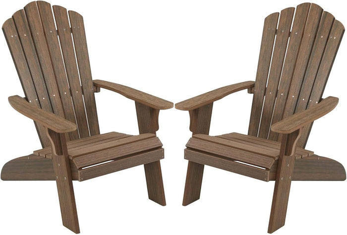 Adirondack Chair Set of 2, Outdoor Oversized Patio Chair Poly Lumber Weather Resistant & Durable Fire Pits Chair for Poolside,Lawn and Garden,350lbs Weight Capacity (Grey)