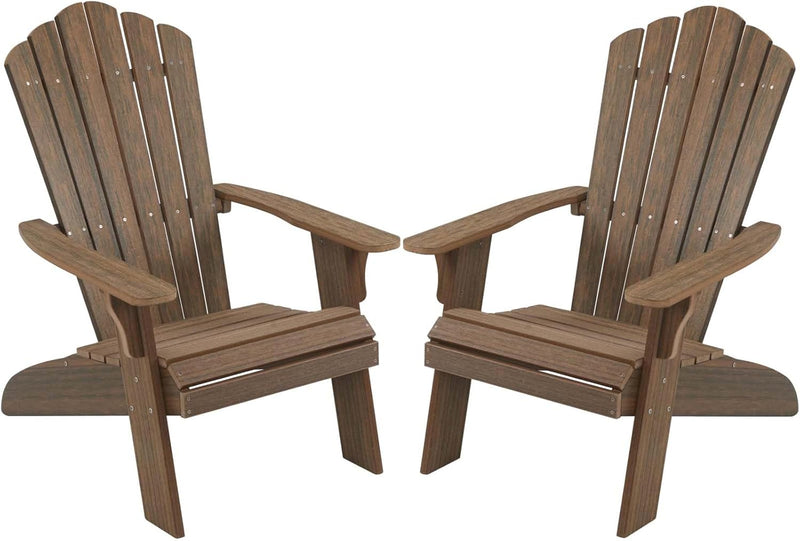 Adirondack Chair Set of 2, Outdoor Oversized Patio Chair Poly Lumber Weather Resistant & Durable Fire Pits Chair for Poolside,Lawn and Garden,350lbs Weight Capacity (Grey)