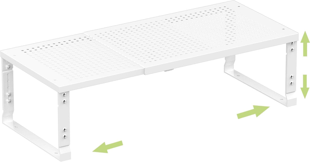 Heavy-Duty Adjustable Metal Shelf Organizer - Expandable & Stackable Pantry Storage Rack for Kitchen, Bathroom, RV, Cabinets(3 Packs/White,Medium)