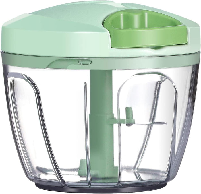 Ourokhome Manual Food Processor Vegetable Chopper, Portable Hand Pull String Garlic Mincer Onion Cutter for Veggies, Ginger, Fruits, Nuts, Herbs, etc., 500ml, Green