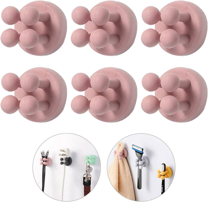 iBetterLife Self-adhesive Silicone Hook Holders - 5Pcs Mounted to Wall for Clipping Hanging Toothbrush Razor Towel Key Plug Cable, Utility Holders for Kitchen Bathroom Home Office Dorm Room Essentials