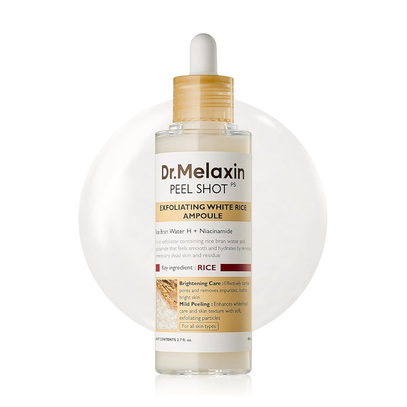 Dr.Melaxin Peel Shot Glow Rice Peeling Ampoule 80ml Daily Soft Exfoliating Face and Body Scrub Dead Skin Cells Remover for All Skin Types korean skin care (Black Rice) (Black Rice)