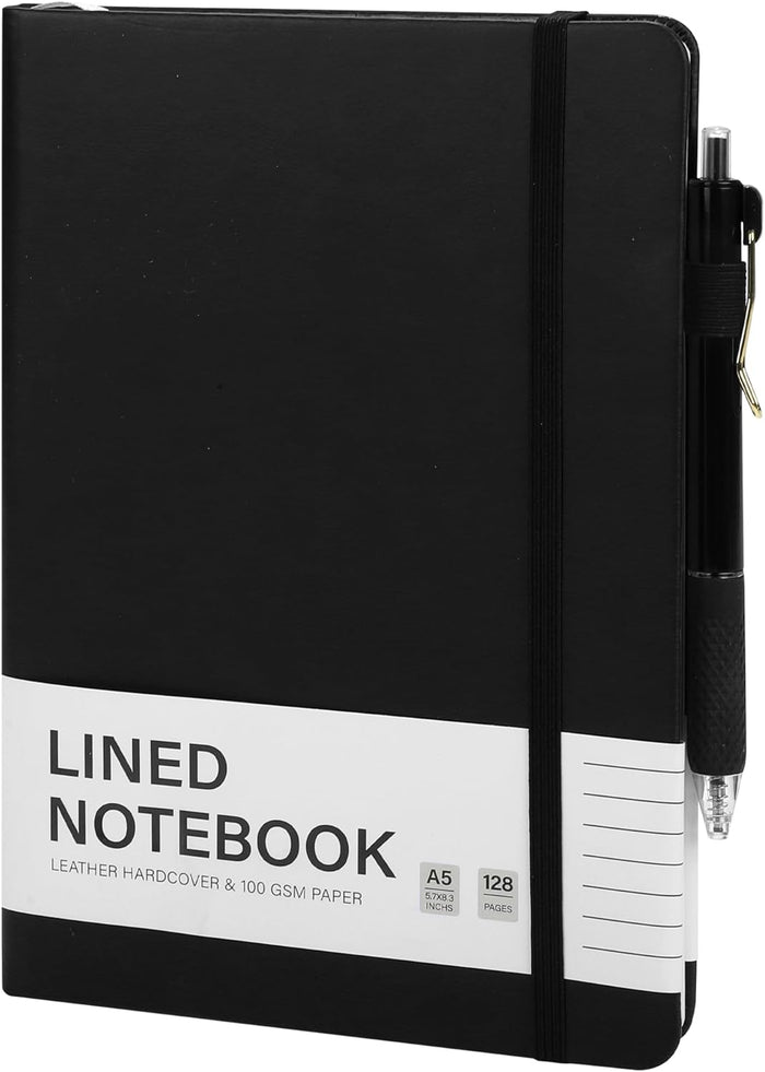 Aodaer 30 Set Lined Notebook Journals with Pens A5 Notebooks 100 GSM College Ruled Hardcover Notebook PU Leather Notepad with Pen Holder for Office School, 5.7 x 8.3 Inches, Deep Multicolor