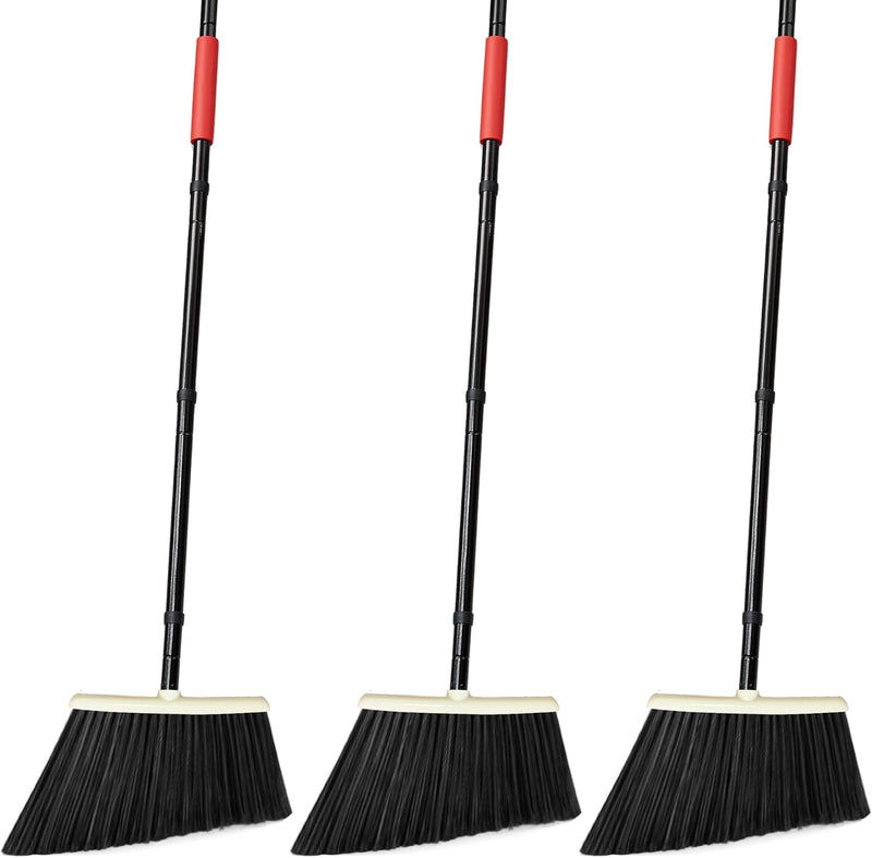 JEHONN Outdoor Broom Heavy Duty with 55 Inches Long Handle, Household Collapsible Angle Brush for Sweeping Indoor Kitchen Patio Shop Outside Garage Lobby Garden Deck Hardwood Floors