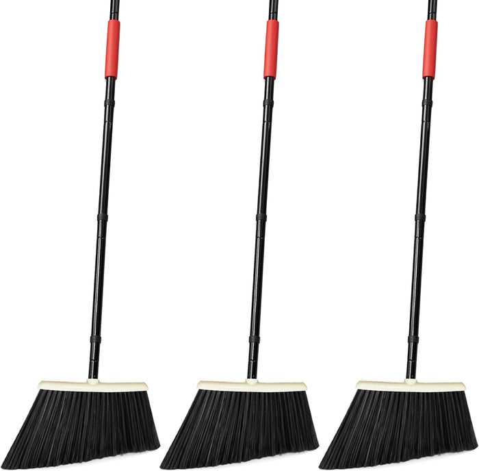 JEHONN Outdoor Broom Heavy Duty with 55 Inches Long Handle, Household Collapsible Angle Brush for Sweeping Indoor Kitchen Patio Shop Outside Garage Lobby Garden Deck Hardwood Floors