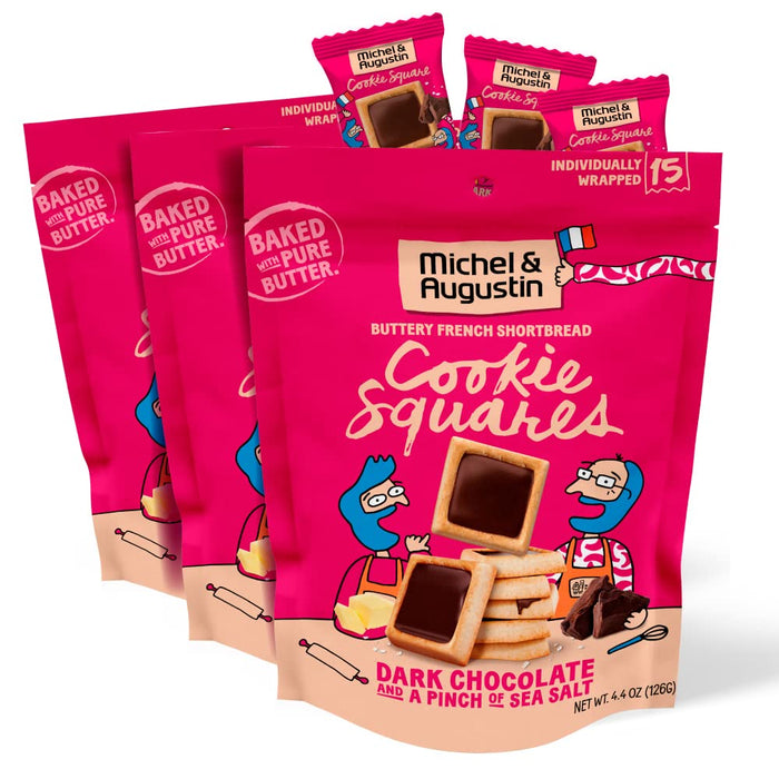 Michel et Augustin Cookies, Individually Wrapped Snacks, Gourmet Milk Chocolate & Hazelnut Shortbread, 15 French Butter Cookies