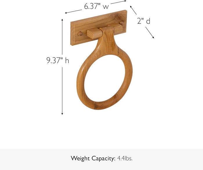 Design House Dalton Towel Ring, Concealed Mounting Hardware, Standard Wall Mount, Easy Installation, Wood, Honey Oak, 4 in L x 1.42 in W x 2.36 in H, Item 561191