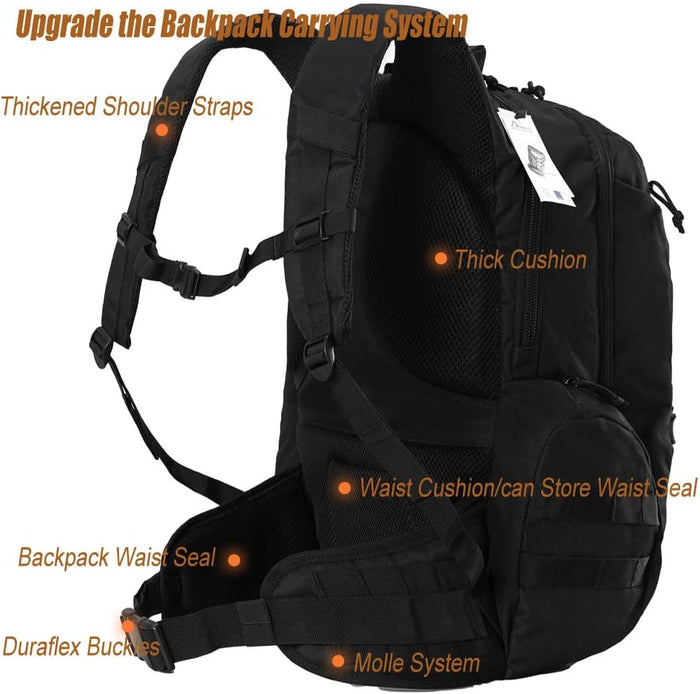 35L motorcycle backpack, black tactical backpack, Military Backpack (2.0 black)