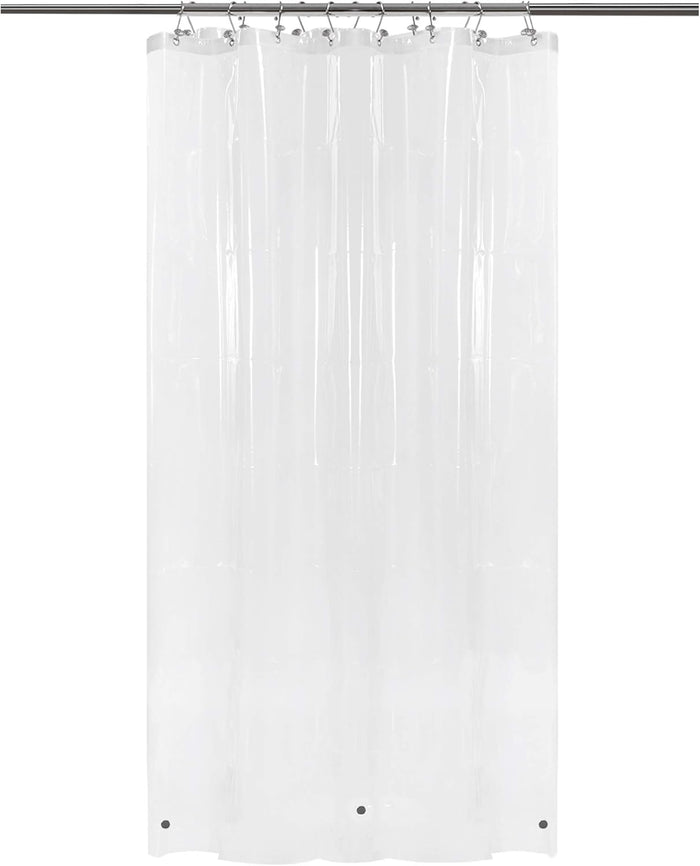 Barossa Design Plastic Shower Liner Clear - Premium PEVA Shower Curtain Liner with Rustproof Grommets and 3 Magnets, Waterproof Cute Lightweight Standard Size Bathroom Curtains - Clear