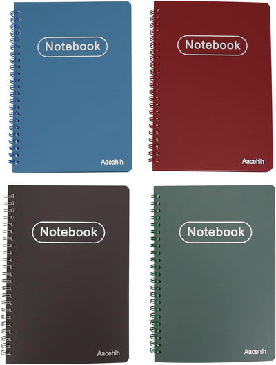 Aacehlh Spiral Notebook Set of 4, A5 College Ruled Lined Journal/Notebook,5.7'' x 8.3'',80 Sheets Per Notebook,Writing Journals for Work, Office & School Supplies. (Blue,Brown,Green,Wine red)
