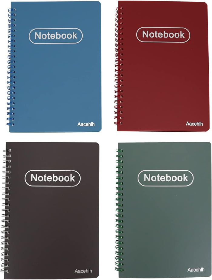 Aacehlh Spiral Notebook Set of 4, A5 College Ruled Lined Journal/Notebook,5.7'' x 8.3'',80 Sheets Per Notebook,Writing Journals for Work, Office & School Supplies. (Blue,Brown,Green,Wine red)